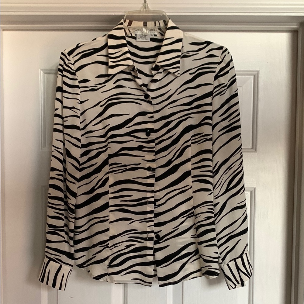 Maggy London Silk Zebra Print Blouse
